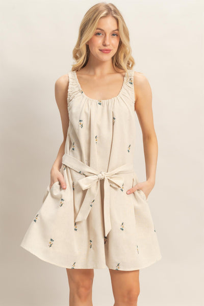 Ruched Sleeveless Mini Dress