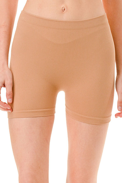 Solid Ribbed Shorts