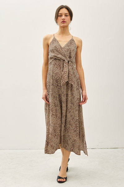 Leopard Print Midi, Mock-wrap Dress