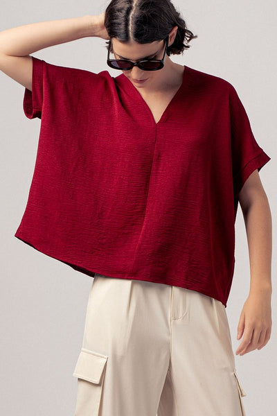 Relaxed Fit V-neck Boho Tops