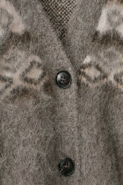 V Neck Jaquard Cardigan