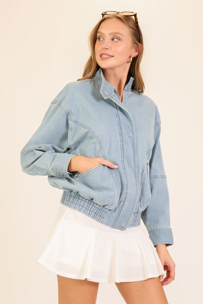 Light Denim Bomber Jacket