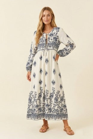 Long Sleeve Printed Maxi Dress