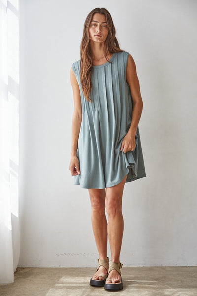 Pleated Front Mini Dress