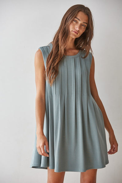 Pleated Front Mini Dress