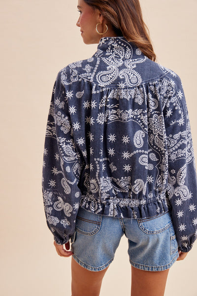 Bandana Print Bomber Jacket