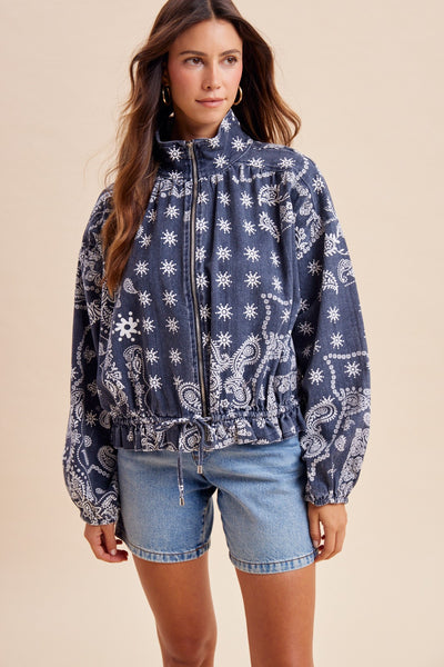 Bandana Print Bomber Jacket