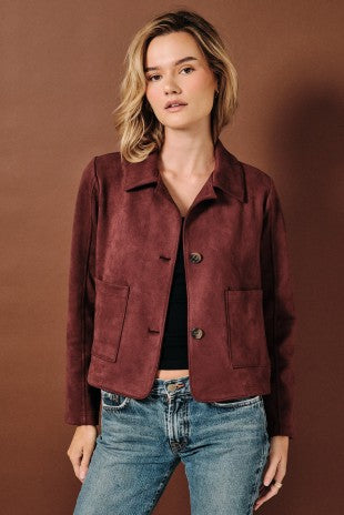Cropped Faux Suede Jacket