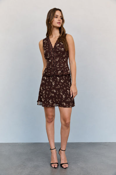 Floral Elastic Mini Skirt