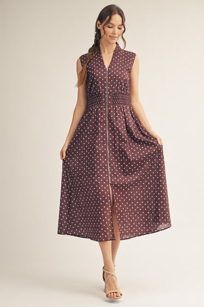 Front Zip Polka Dot Dress