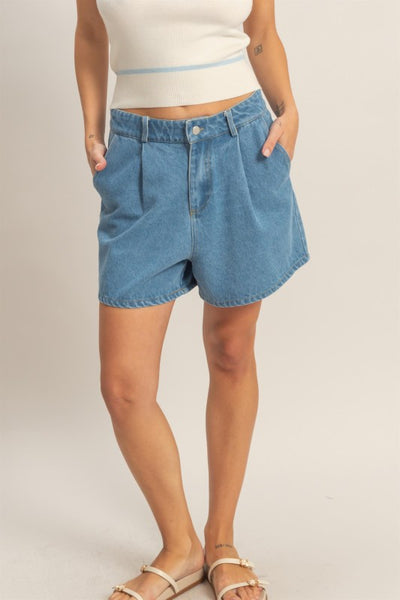 Enzyme Wash Denim Shorts