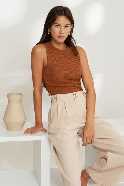 Sleeveless Round Neck Top
