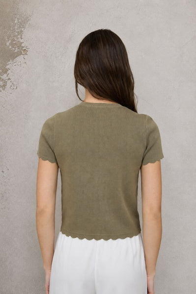 Scalloped Short Sleeve Cardigan