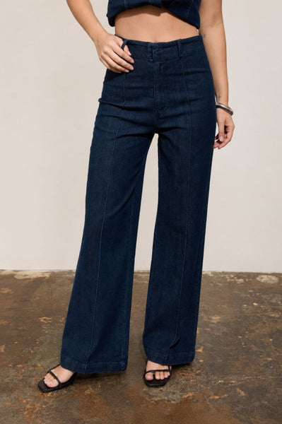 Front seam wide leg denim