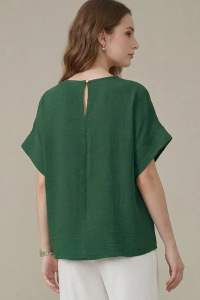 Drop Short Sleeve Woven Top