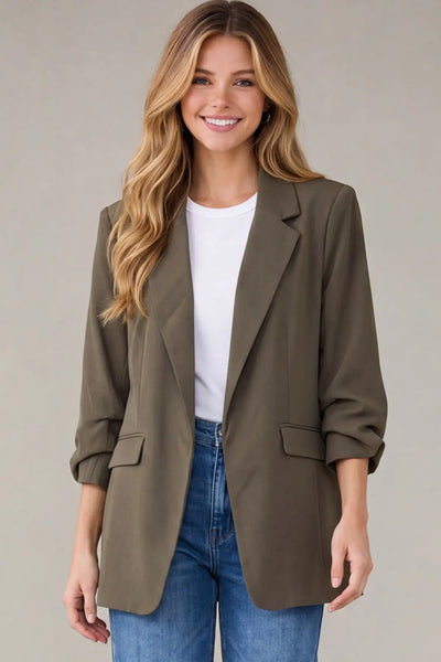 Long Sleeve Ruched Blazer