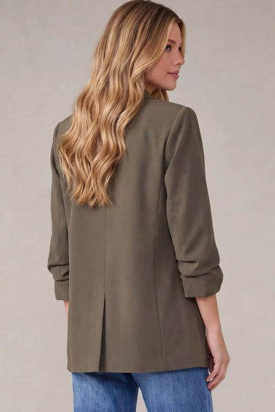 Long Sleeve Ruched Blazer