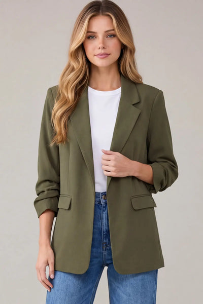 Long Sleeve Ruched Blazer