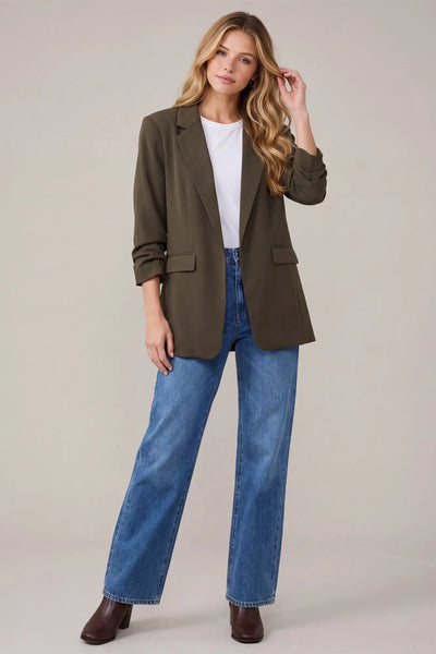 Long Sleeve Ruched Blazer