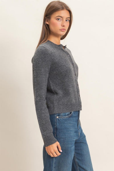 Crew Neck Simple Cardigan