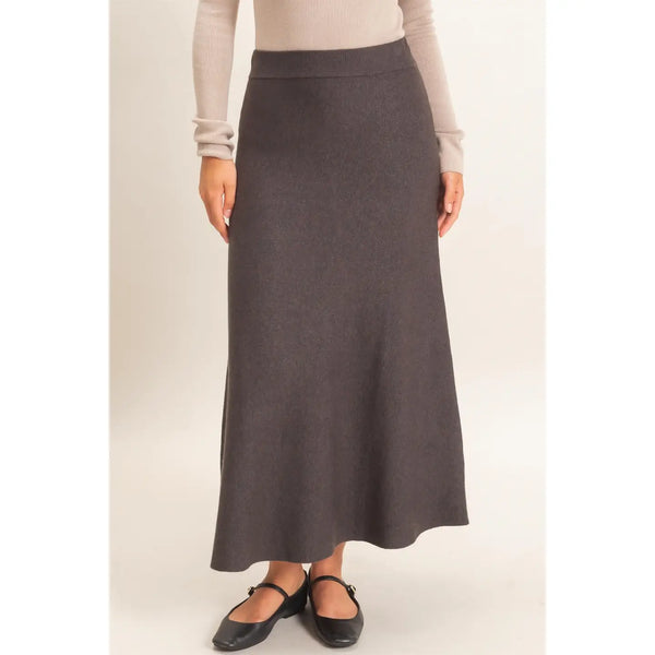 A Line Knit Midi Skirt