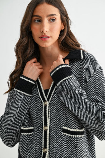 Herringbone Knit Cardigan