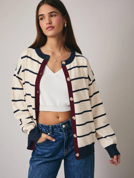 Stripe Colour Block Cardigan