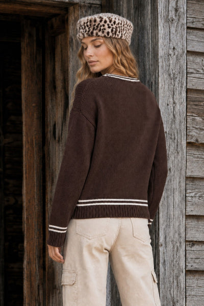 Soft Knit Contrast Trim Sweater
