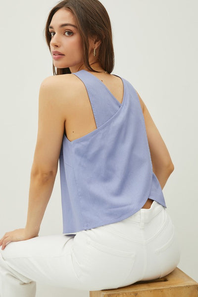 Square Neck Cross Back Relaxed Crop Top