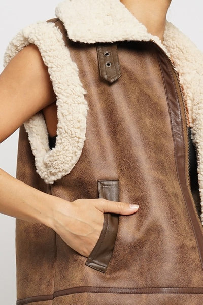 Oversized Faux Shearling Vest