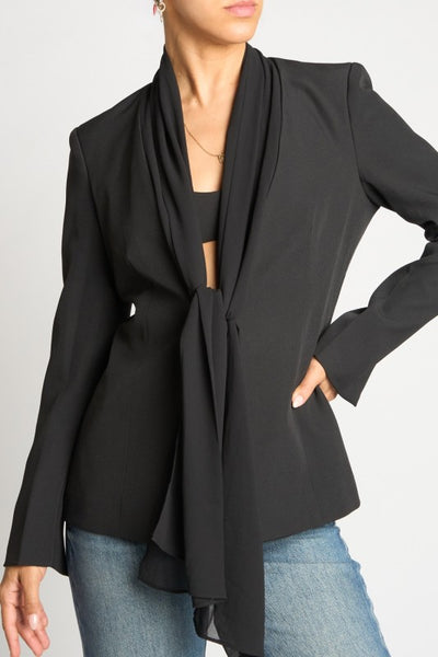 Scarf Tie Front Blazer