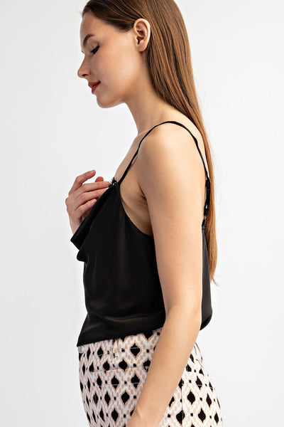 Cowl Neck Lace Sleeveless Top