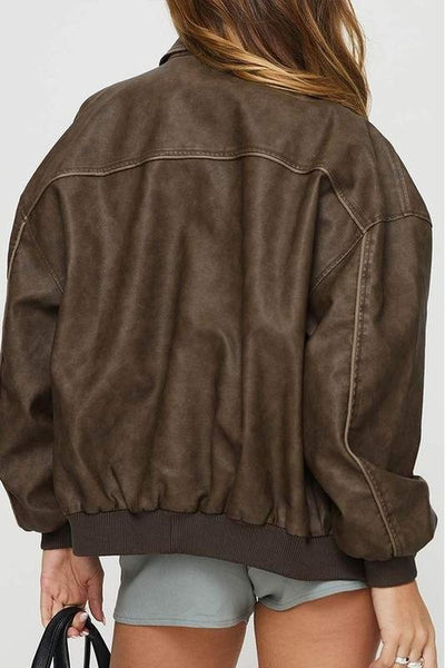 Retro Leather Bomber Jacket