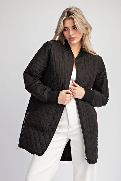 Textured Zip Up Tunic Jacket