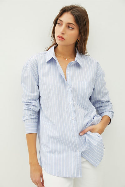 Oversized Striped Button Down Shirt