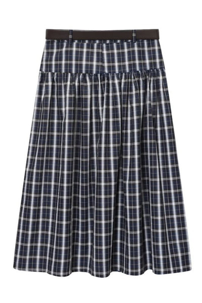 Plaid Belted Midi Skirt