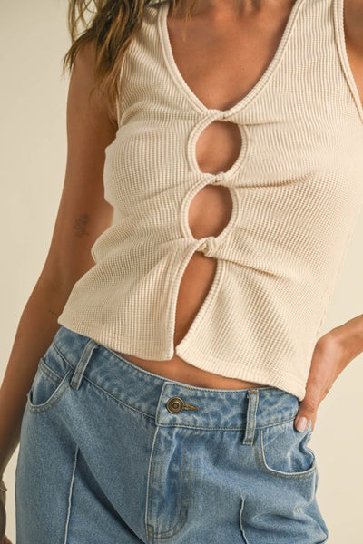 Twisted Detail Ribbed Top