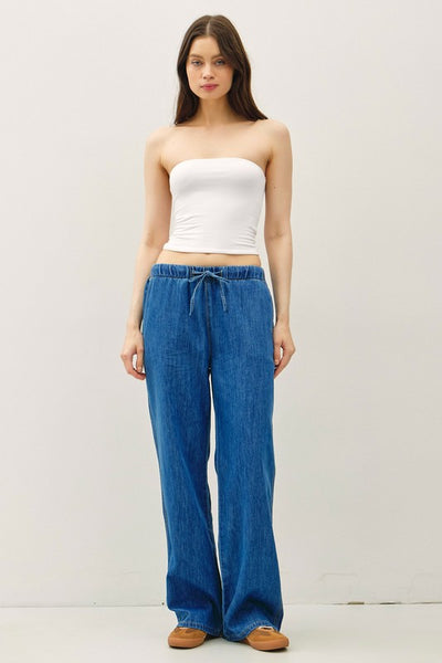 Denim Look Wide Leg Pants
