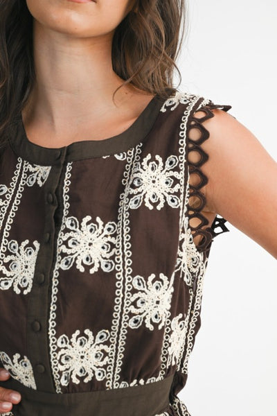Embroidered Tiered Dress