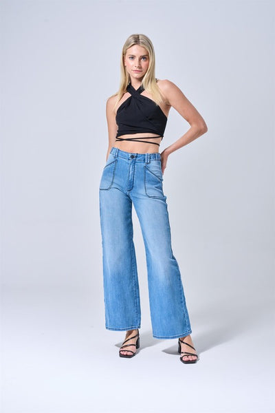 Ultra Stretch High Rise Wide Leg Jeans