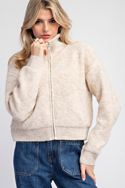 Zip Up Knit Sweater Jacket