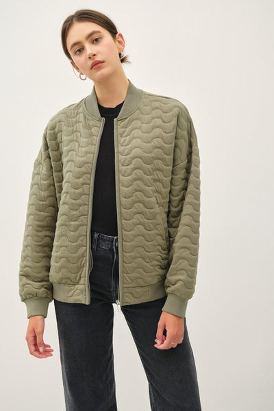 Wave Quilted Bomber Jacket