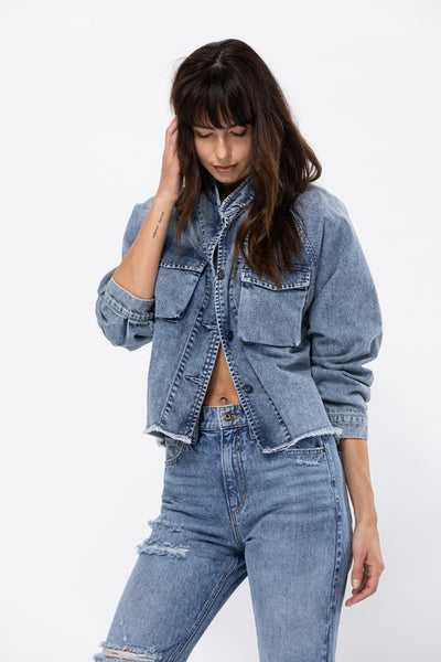 Oversized Denim Crop Jacket