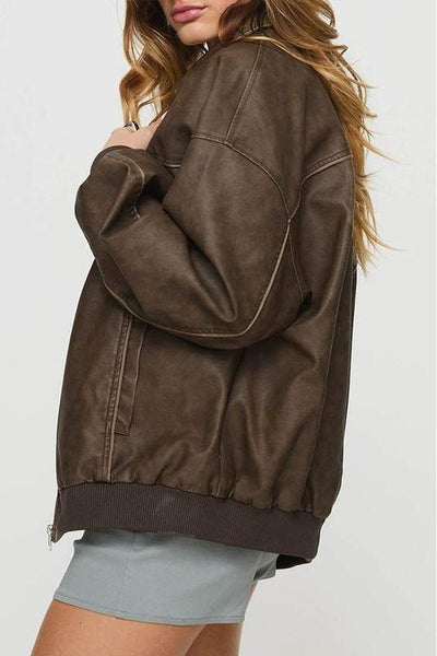 Retro Leather Bomber Jacket