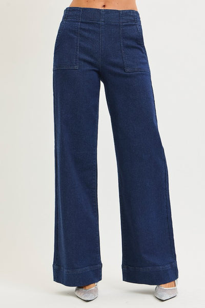 Elastic Patch Pocket Jeans