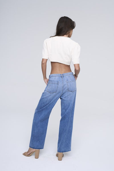 Five Button High Rise Wide Leg Jeans