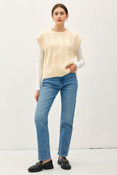 Cable Knit Cap Sleeve Sweater Vest