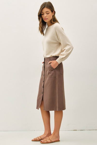 Tencel Blend Button Up Skirt