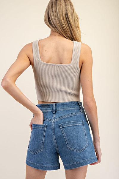 Denim Square Pocket Shorts