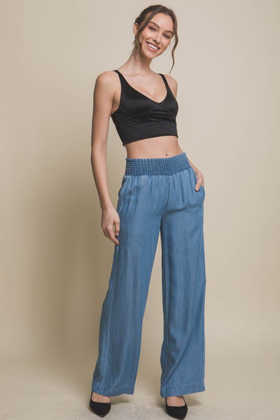 Long Casual Pants With Elastic Waistband